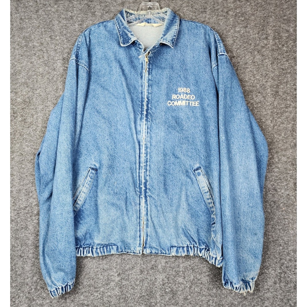 Chalk Line Denim Jacket Mens XL Blue 1988 Roadeo Committee‎ Vintage Made in USA